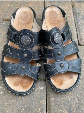 Josef Seibel BLK Leather Slides, 38 EU Summer Sale